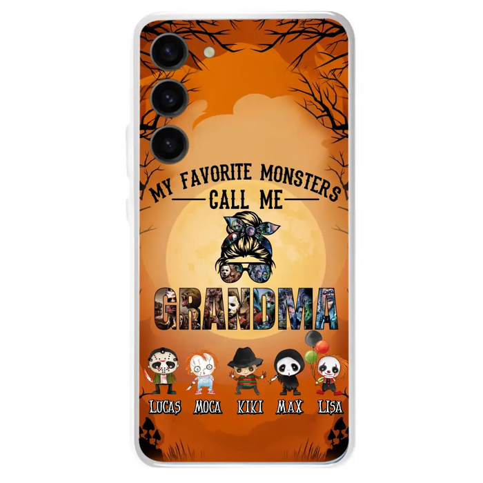 Personalized Halloween Phone Case - Halloween Gift Idea for Halloween - Upto 5 Characters - My Favorite Monsters Call Me Grandma - Case For iPhone/Samsung