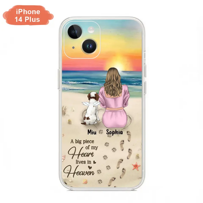 Custom Personalized Memorial Dog Mom Phone Case - Upto 3 Dogs - Memorial Gift Idea for Dog Owners - A Big Piece Of My Heart Lives In Heaven - Case for iPhone/Samsung