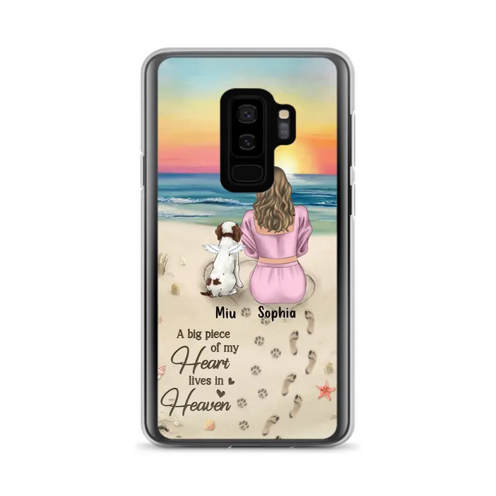 Custom Personalized Memorial Dog Mom Phone Case - Upto 3 Dogs - Memorial Gift Idea for Dog Owners - A Big Piece Of My Heart Lives In Heaven - Case for iPhone/Samsung