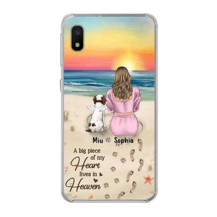 Custom Personalized Memorial Dog Mom Phone Case - Upto 3 Dogs - Memorial Gift Idea for Dog Owners - A Big Piece Of My Heart Lives In Heaven - Case for iPhone/Samsung