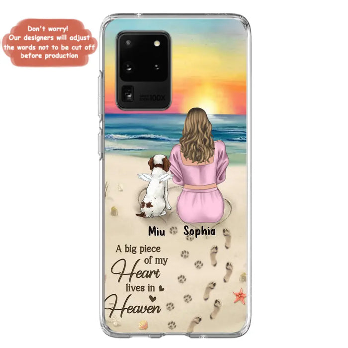 Custom Personalized Memorial Dog Mom Phone Case - Upto 3 Dogs - Memorial Gift Idea for Dog Owners - A Big Piece Of My Heart Lives In Heaven - Case for iPhone/Samsung