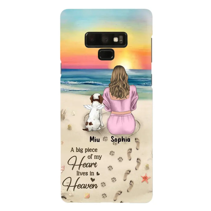 Custom Personalized Memorial Dog Mom Phone Case - Upto 3 Dogs - Memorial Gift Idea for Dog Owners - A Big Piece Of My Heart Lives In Heaven - Case for iPhone/Samsung