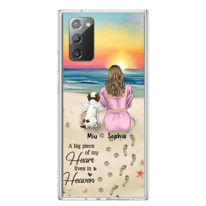 Custom Personalized Memorial Dog Mom Phone Case - Upto 3 Dogs - Memorial Gift Idea for Dog Owners - A Big Piece Of My Heart Lives In Heaven - Case for iPhone/Samsung