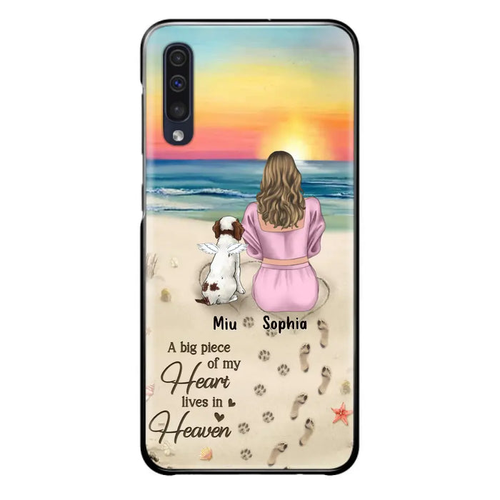 Custom Personalized Memorial Dog Mom Phone Case - Upto 3 Dogs - Memorial Gift Idea for Dog Owners - A Big Piece Of My Heart Lives In Heaven - Case for iPhone/Samsung