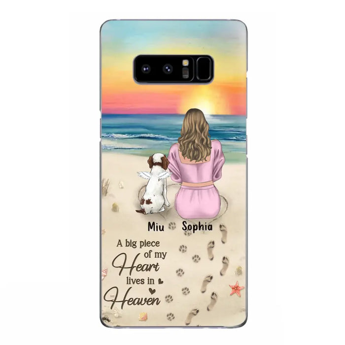 Custom Personalized Memorial Dog Mom Phone Case - Upto 3 Dogs - Memorial Gift Idea for Dog Owners - A Big Piece Of My Heart Lives In Heaven - Case for iPhone/Samsung