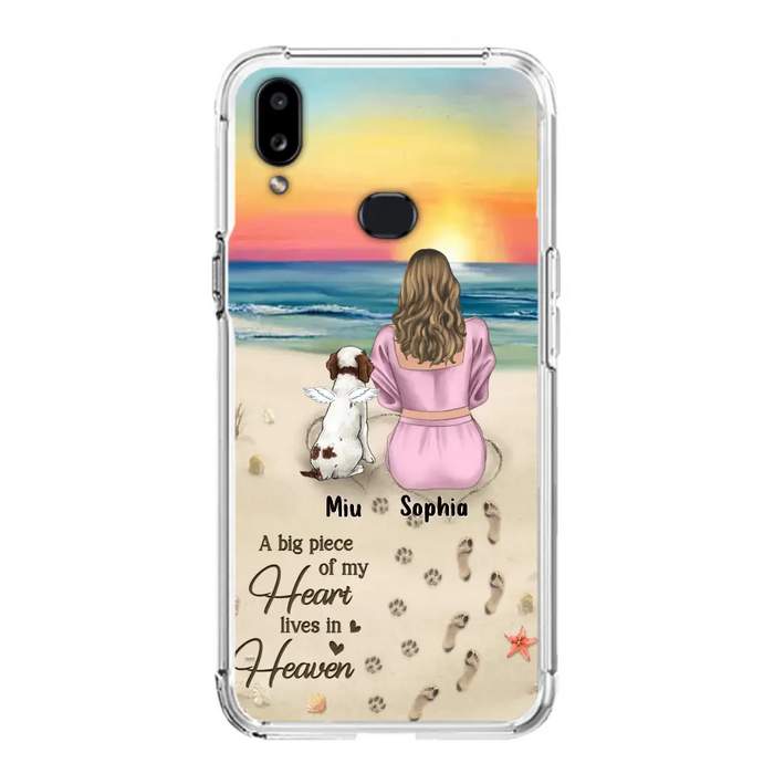 Custom Personalized Memorial Dog Mom Phone Case - Upto 3 Dogs - Memorial Gift Idea for Dog Owners - A Big Piece Of My Heart Lives In Heaven - Case for iPhone/Samsung