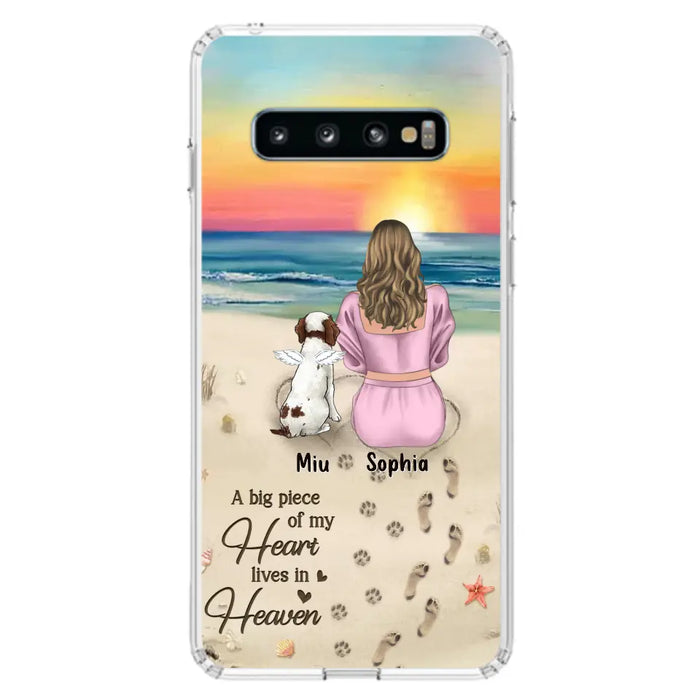 Custom Personalized Memorial Dog Mom Phone Case - Upto 3 Dogs - Memorial Gift Idea for Dog Owners - A Big Piece Of My Heart Lives In Heaven - Case for iPhone/Samsung