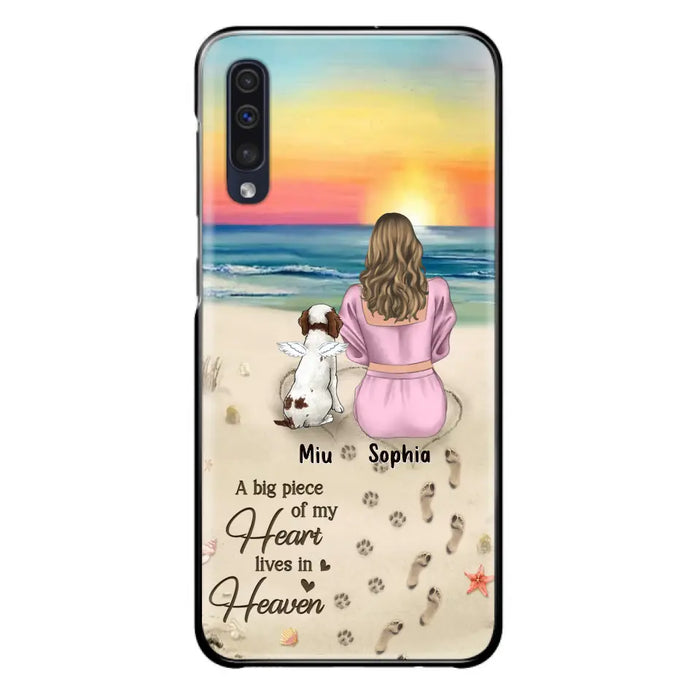 Custom Personalized Memorial Dog Mom Phone Case - Upto 3 Dogs - Memorial Gift Idea for Dog Owners - A Big Piece Of My Heart Lives In Heaven - Case for iPhone/Samsung