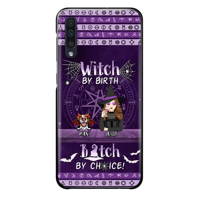 Custom Personalized Witch Phone Case - Halloween Gift Idea for Witch Lovers/Pet Lovers - Upto 3 Dogs/Cats - Witch By Birth - Case For iPhone/Samsung