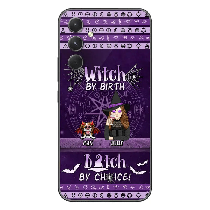 Custom Personalized Witch Phone Case - Halloween Gift Idea for Witch Lovers/Pet Lovers - Upto 3 Dogs/Cats - Witch By Birth - Case For iPhone/Samsung