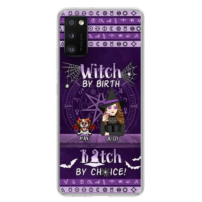 Custom Personalized Witch Phone Case - Halloween Gift Idea for Witch Lovers/Pet Lovers - Upto 3 Dogs/Cats - Witch By Birth - Case For iPhone/Samsung