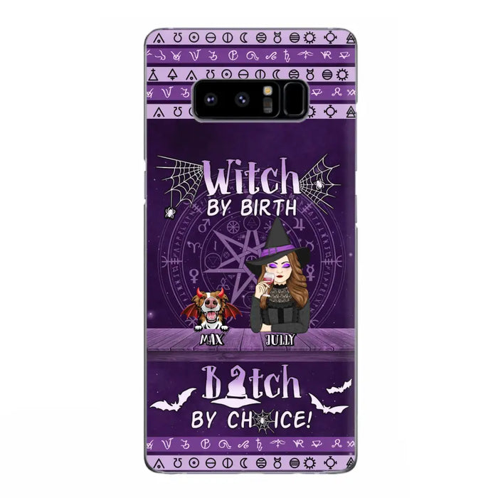 Custom Personalized Witch Phone Case - Halloween Gift Idea for Witch Lovers/Pet Lovers - Upto 3 Dogs/Cats - Witch By Birth - Case For iPhone/Samsung