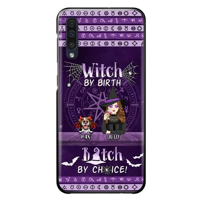 Custom Personalized Witch Phone Case - Halloween Gift Idea for Witch Lovers/Pet Lovers - Upto 3 Dogs/Cats - Witch By Birth - Case For iPhone/Samsung