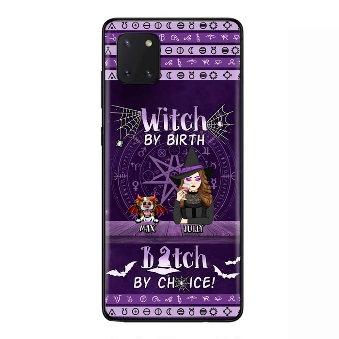 Custom Personalized Witch Phone Case - Halloween Gift Idea for Witch Lovers/Pet Lovers - Upto 3 Dogs/Cats - Witch By Birth - Case For iPhone/Samsung