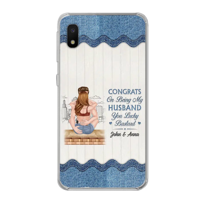 Custom Personalized Couple Phone Case - Gift Idea For Couple/Valentines Day - Congrats On Being My Husband You Lucky Bastard - Case For iPhone/Samsung