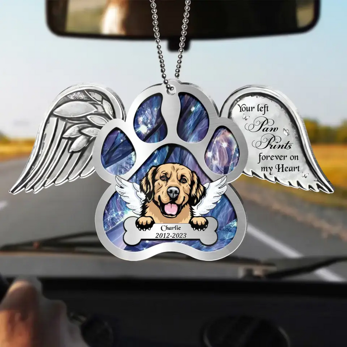 Custom Personalized Memorial Aluminum Ornament - Memorial Gift Idea For Dog Lover/ Dog Owner - You Left Paw Prints Forever On My Heart