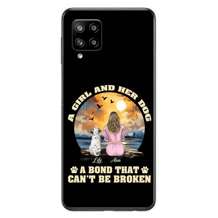 Custom Personalized Dog Mom Phone Case - Upto 4 Dogs - Gift Idea for Dog Owners - Case For iPhone/ Samsung - A Girl And Her Dog A Bond That Can't Be Broken