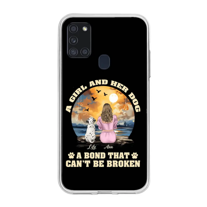 Custom Personalized Dog Mom Phone Case - Upto 4 Dogs - Gift Idea for Dog Owners - Case For iPhone/ Samsung - A Girl And Her Dog A Bond That Can't Be Broken