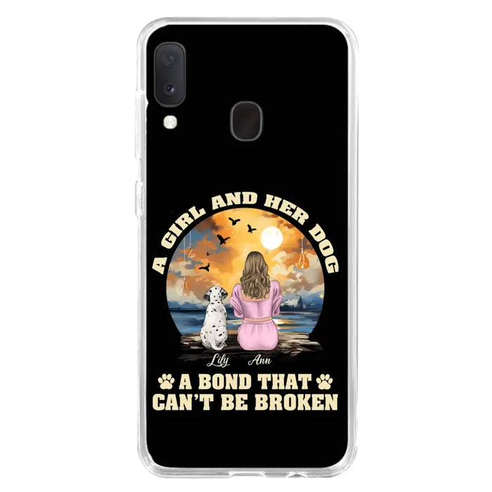 Custom Personalized Dog Mom Phone Case - Upto 4 Dogs - Gift Idea for Dog Owners - Case For iPhone/ Samsung - A Girl And Her Dog A Bond That Can't Be Broken