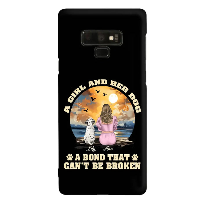 Custom Personalized Dog Mom Phone Case - Upto 4 Dogs - Gift Idea for Dog Owners - Case For iPhone/ Samsung - A Girl And Her Dog A Bond That Can't Be Broken