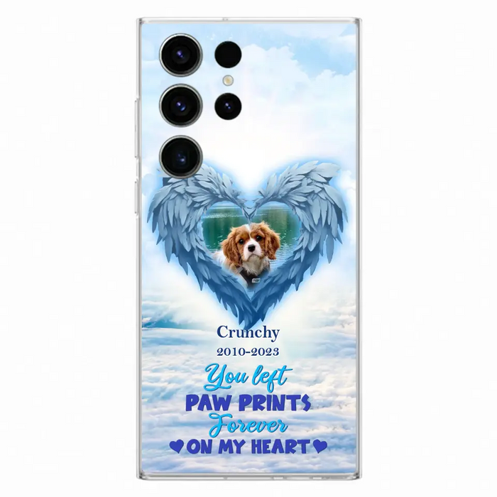 Custom Personalized Memorial Photo Phone Case - Memorial Gift Idea for Pet Owners - You Left Paw Prints Forever On My Heart - Case for iPhone/Samsung