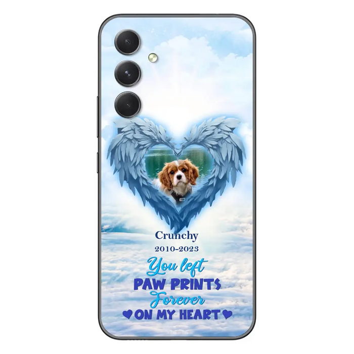 Custom Personalized Memorial Photo Phone Case - Memorial Gift Idea for Pet Owners - You Left Paw Prints Forever On My Heart - Case for iPhone/Samsung