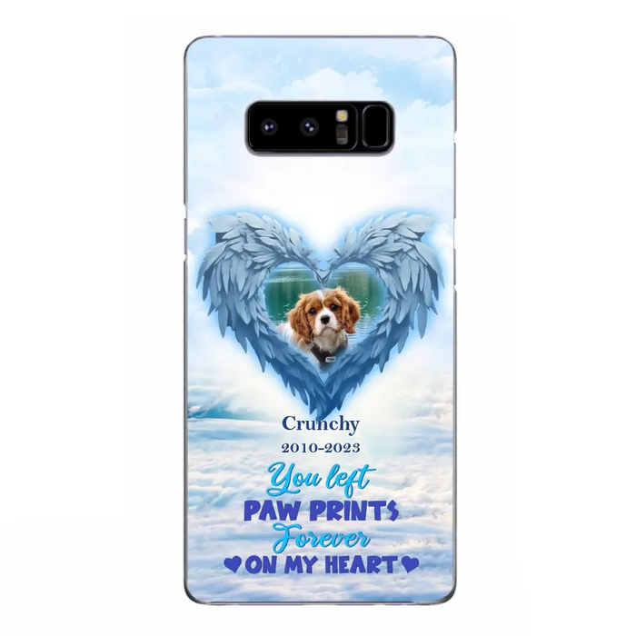 Custom Personalized Memorial Photo Phone Case - Memorial Gift Idea for Pet Owners - You Left Paw Prints Forever On My Heart - Case for iPhone/Samsung