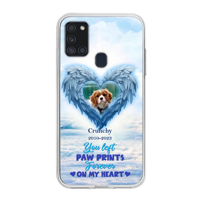 Custom Personalized Memorial Photo Phone Case - Memorial Gift Idea for Pet Owners - You Left Paw Prints Forever On My Heart - Case for iPhone/Samsung