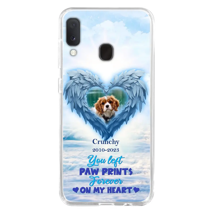 Custom Personalized Memorial Photo Phone Case - Memorial Gift Idea for Pet Owners - You Left Paw Prints Forever On My Heart - Case for iPhone/Samsung