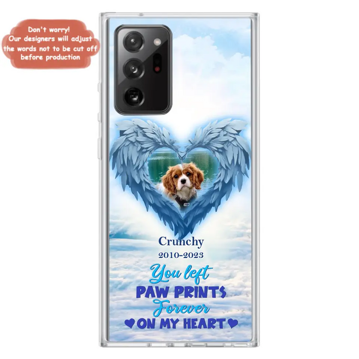 Custom Personalized Memorial Photo Phone Case - Memorial Gift Idea for Pet Owners - You Left Paw Prints Forever On My Heart - Case for iPhone/Samsung