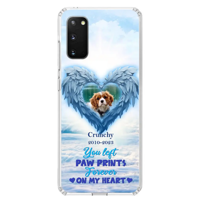 Custom Personalized Memorial Photo Phone Case - Memorial Gift Idea for Pet Owners - You Left Paw Prints Forever On My Heart - Case for iPhone/Samsung