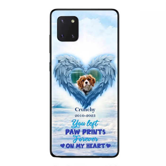 Custom Personalized Memorial Photo Phone Case - Memorial Gift Idea for Pet Owners - You Left Paw Prints Forever On My Heart - Case for iPhone/Samsung