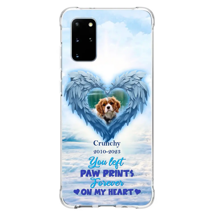 Custom Personalized Memorial Photo Phone Case - Memorial Gift Idea for Pet Owners - You Left Paw Prints Forever On My Heart - Case for iPhone/Samsung