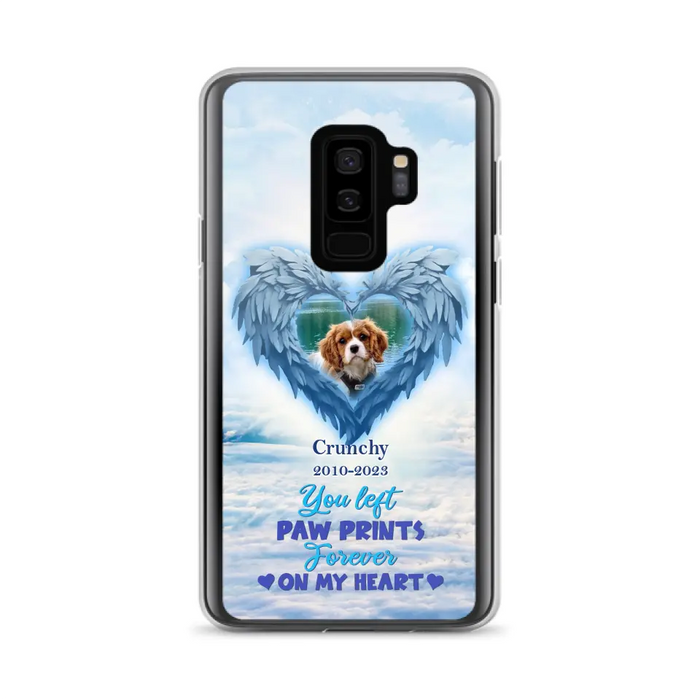 Custom Personalized Memorial Photo Phone Case - Memorial Gift Idea for Pet Owners - You Left Paw Prints Forever On My Heart - Case for iPhone/Samsung