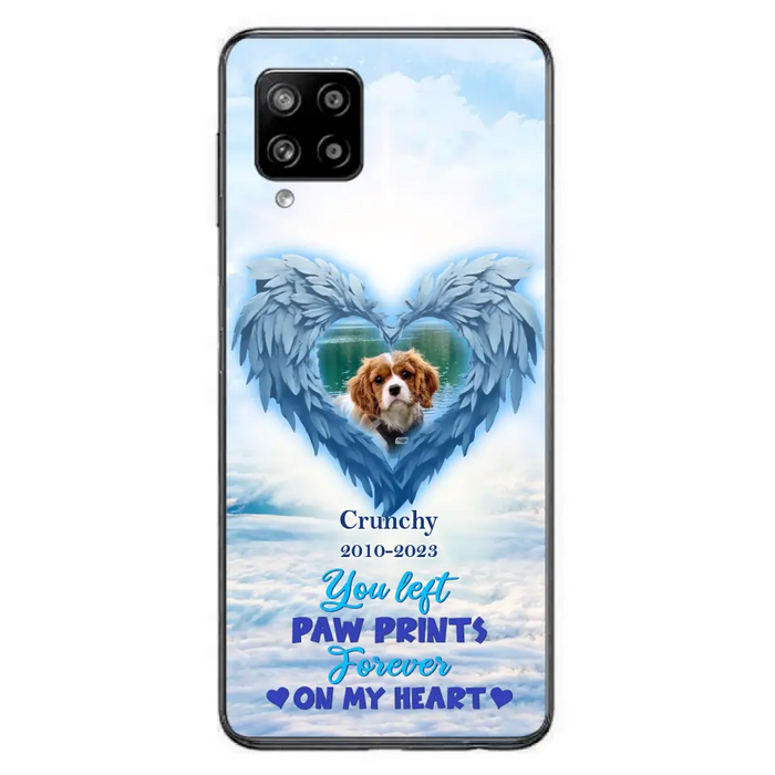 Custom Personalized Memorial Photo Phone Case - Memorial Gift Idea for Pet Owners - You Left Paw Prints Forever On My Heart - Case for iPhone/Samsung