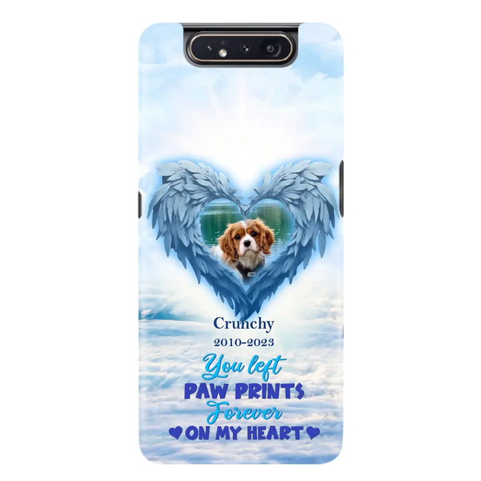 Custom Personalized Memorial Photo Phone Case - Memorial Gift Idea for Pet Owners - You Left Paw Prints Forever On My Heart - Case for iPhone/Samsung