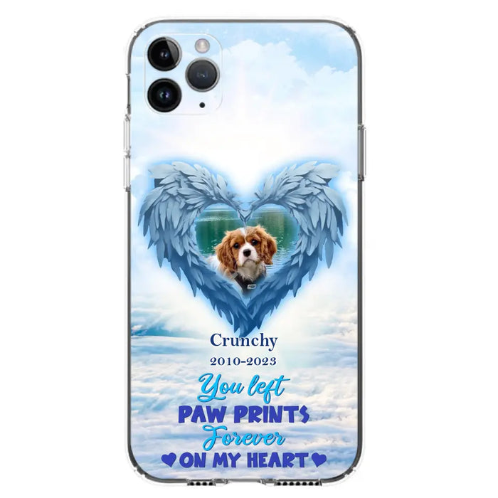 Custom Personalized Memorial Photo Phone Case - Memorial Gift Idea for Pet Owners - You Left Paw Prints Forever On My Heart - Case for iPhone/Samsung