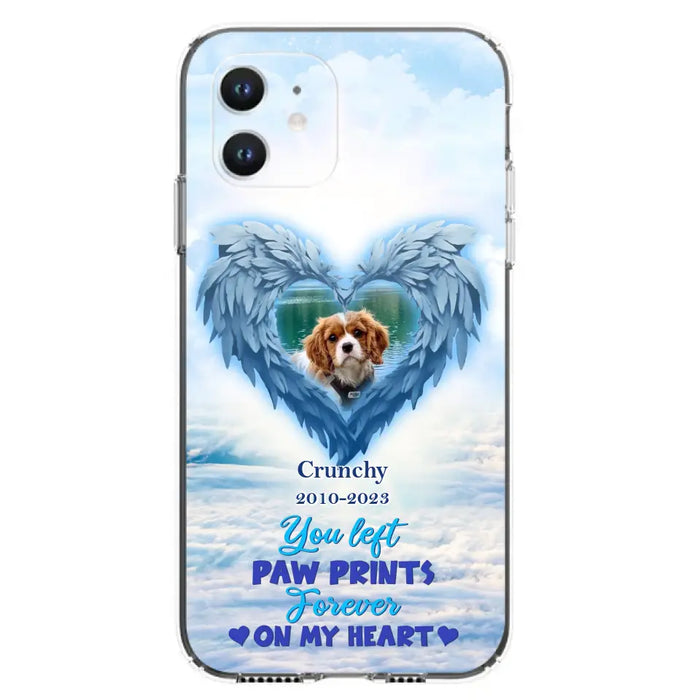 Custom Personalized Memorial Photo Phone Case - Memorial Gift Idea for Pet Owners - You Left Paw Prints Forever On My Heart - Case for iPhone/Samsung