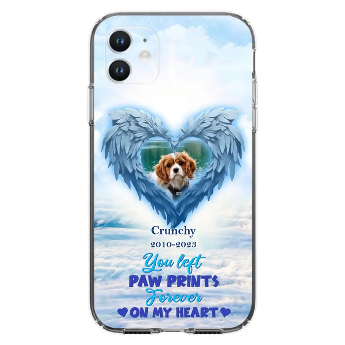 Custom Personalized Memorial Photo Phone Case - Memorial Gift Idea for Pet Owners - You Left Paw Prints Forever On My Heart - Case for iPhone/Samsung