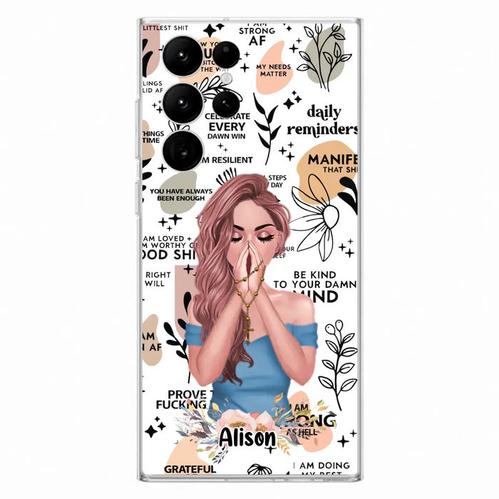 Custom Personalized Praying Girl Phone Case - Gift Idea for Girls/Friends - Case for iPhone/Samsung