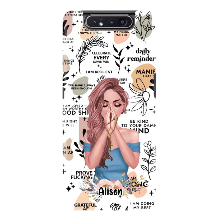 Custom Personalized Praying Girl Phone Case - Gift Idea for Girls/Friends - Case for iPhone/Samsung