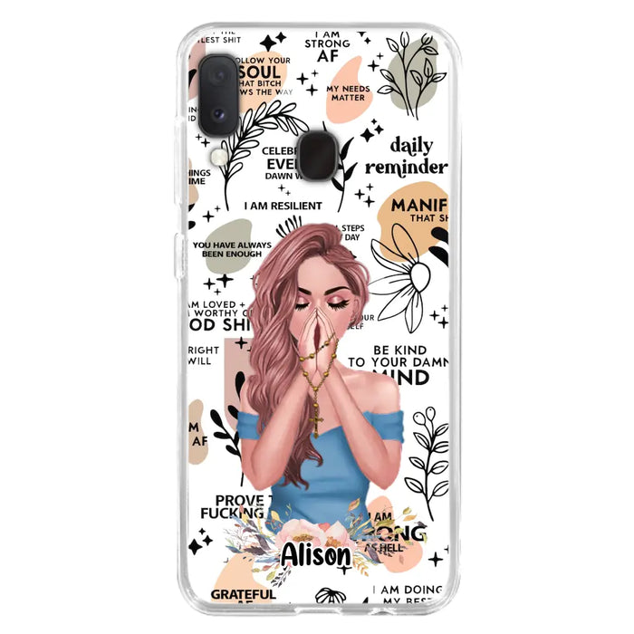 Custom Personalized Praying Girl Phone Case - Gift Idea for Girls/Friends - Case for iPhone/Samsung