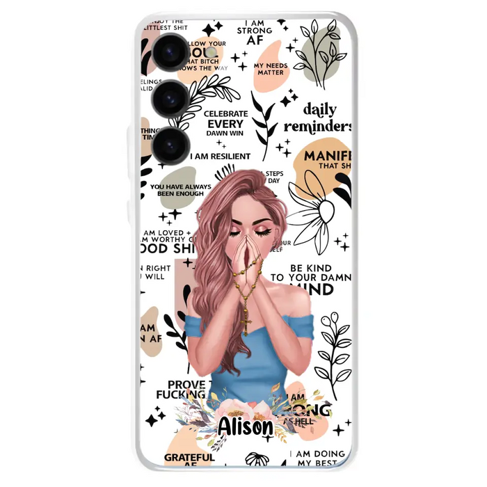 Custom Personalized Praying Girl Phone Case - Gift Idea for Girls/Friends - Case for iPhone/Samsung