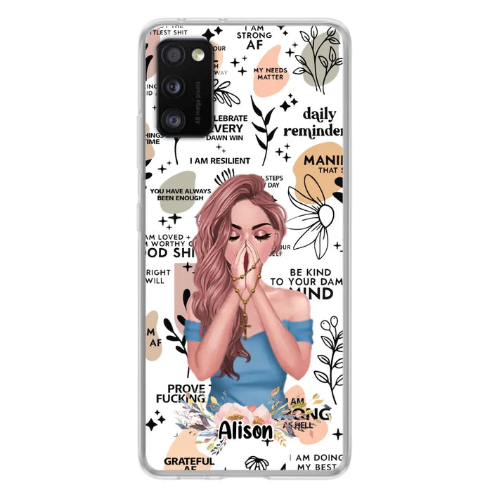 Custom Personalized Praying Girl Phone Case - Gift Idea for Girls/Friends - Case for iPhone/Samsung