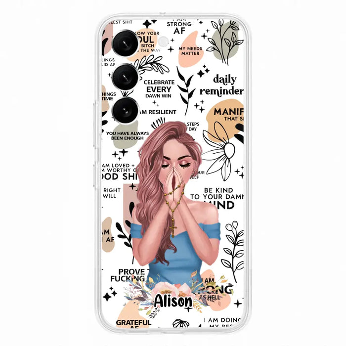 Custom Personalized Praying Girl Phone Case - Gift Idea for Girls/Friends - Case for iPhone/Samsung