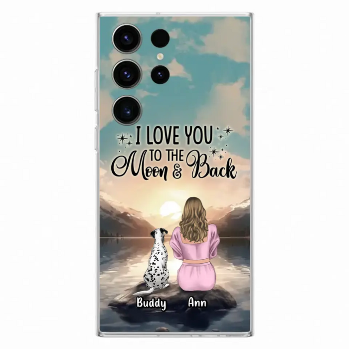 Custom Personalized Dog Mom Phone Case - Upto 6 Dogs - Gift Idea for Dog Lovers - I Love You To The Moon & Back - Case for iPhone/Samsung