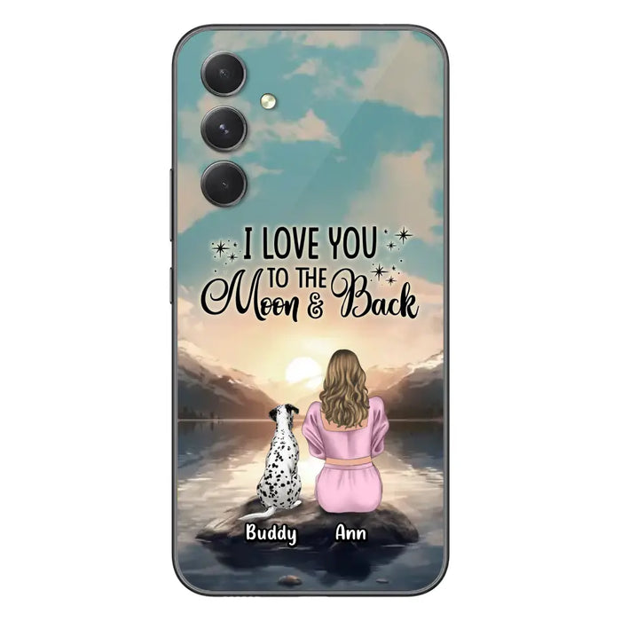 Custom Personalized Dog Mom Phone Case - Upto 6 Dogs - Gift Idea for Dog Lovers - I Love You To The Moon & Back - Case for iPhone/Samsung