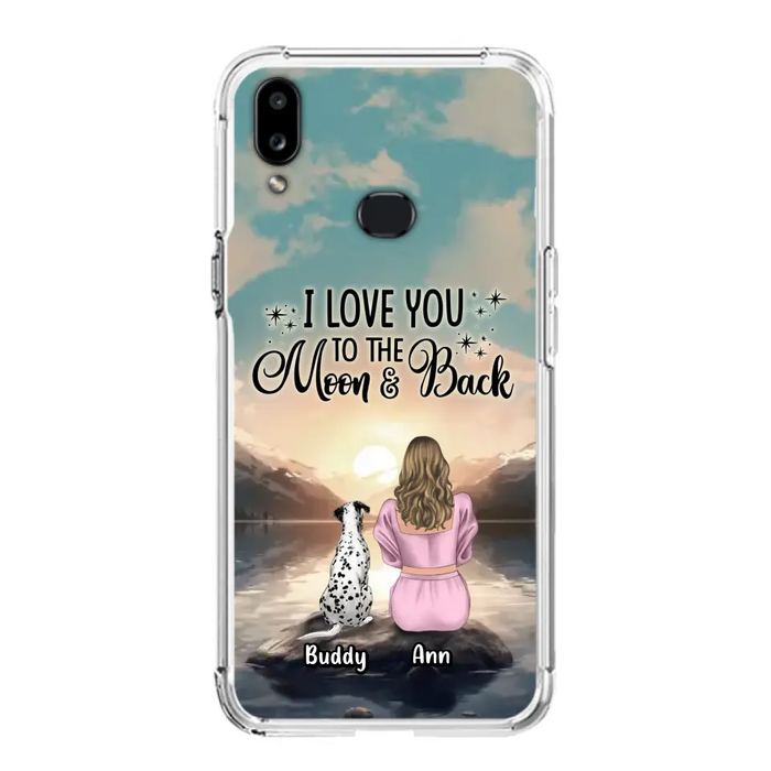 Custom Personalized Dog Mom Phone Case - Upto 6 Dogs - Gift Idea for Dog Lovers - I Love You To The Moon & Back - Case for iPhone/Samsung