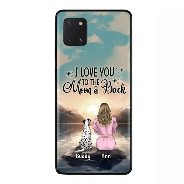 Custom Personalized Dog Mom Phone Case - Upto 6 Dogs - Gift Idea for Dog Lovers - I Love You To The Moon & Back - Case for iPhone/Samsung