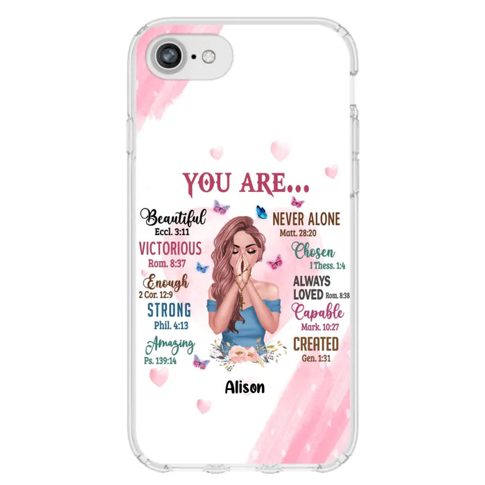 Custom Personalized Praying Girl Phone Case - Gift Idea for Girls/Friends - You Are Beautiful - Case for iPhone/Samsung